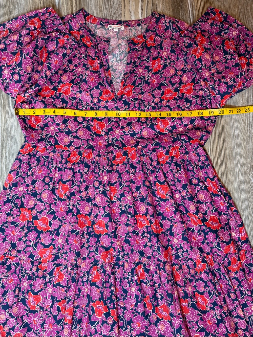 SUNDRY for Evereve Anywhere Ditzy Floral Pink Red Navy Mini Dress Size 1 Small - Picture 8 of 11